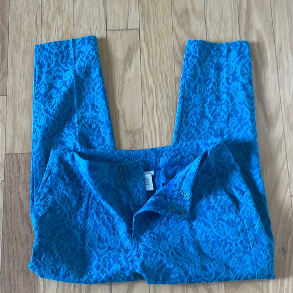 Soft Surroundings Teal brocade pants size 8 petite